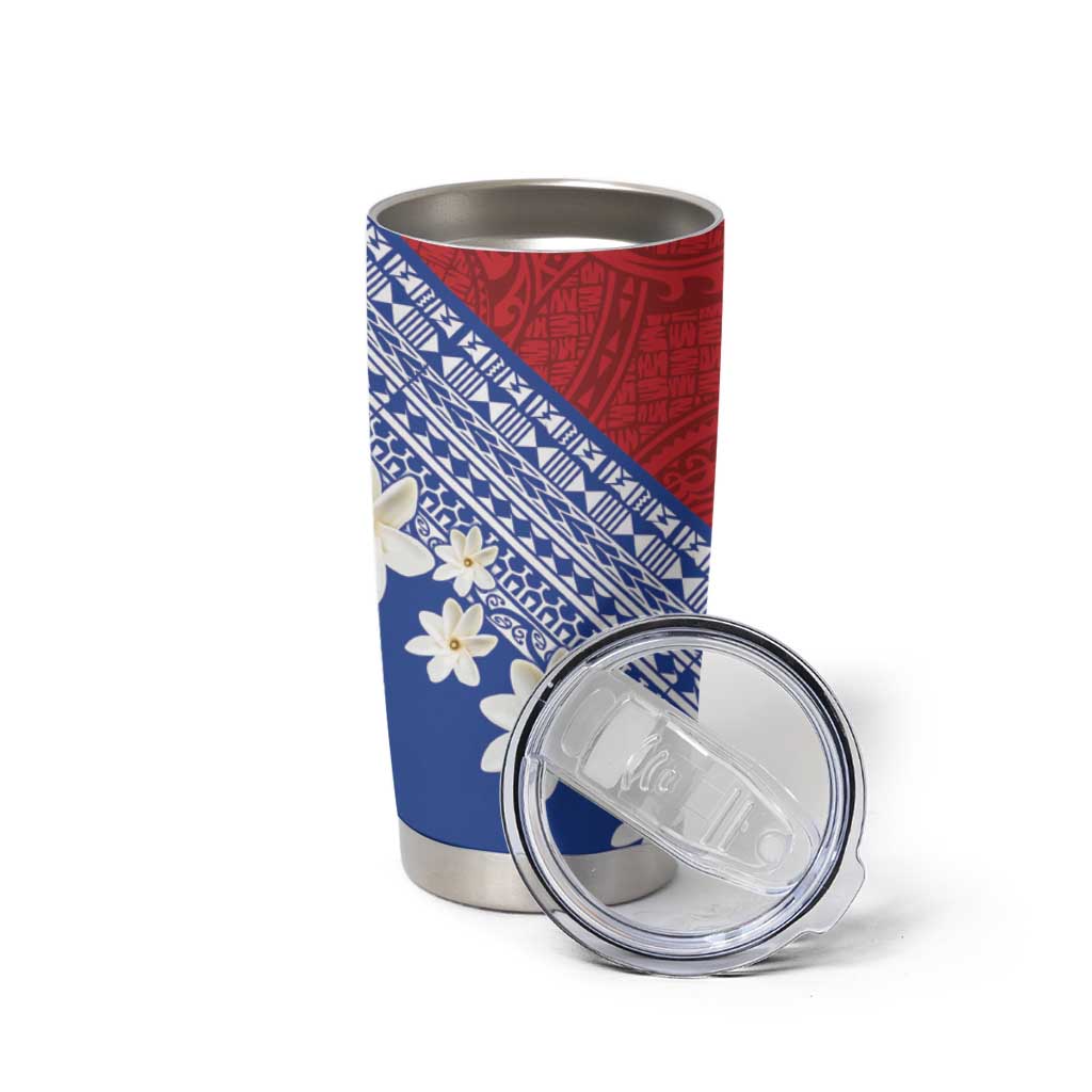 French Polynesia Tumbler Cup Tahitian Tiare Flowers Tribal