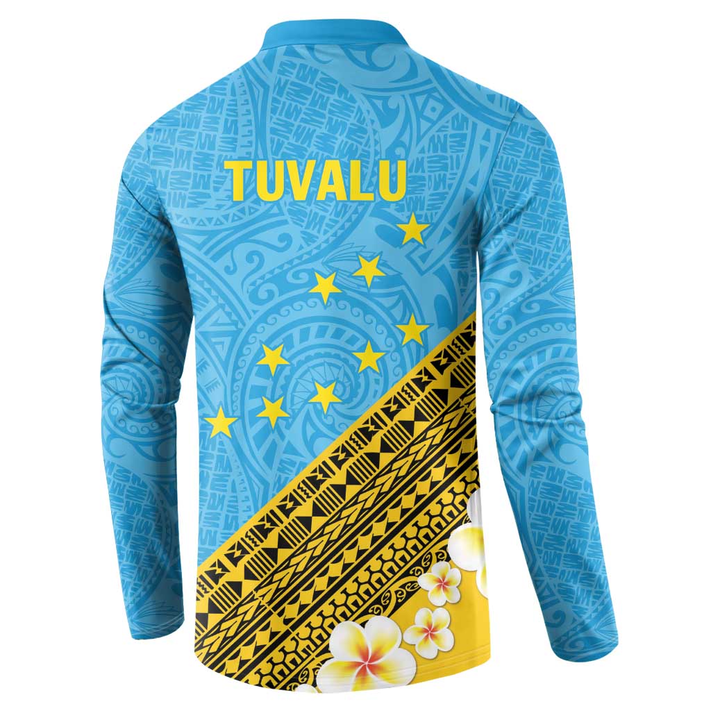 Tuvalu Plumeria Flowers Button Sweatshirt Polynesian Tribal Pattern