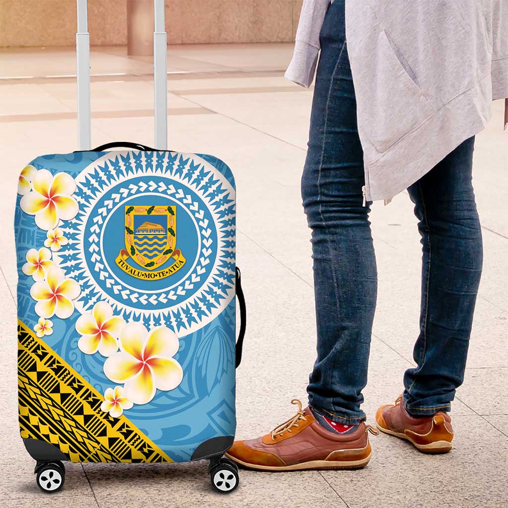 Tuvalu Plumeria Flowers Luggage Cover Polynesian Tribal Pattern LT9 Blue - Polynesian Pride