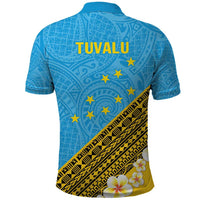 Tuvalu Plumeria Flowers Polo Shirt Polynesian Tribal Pattern