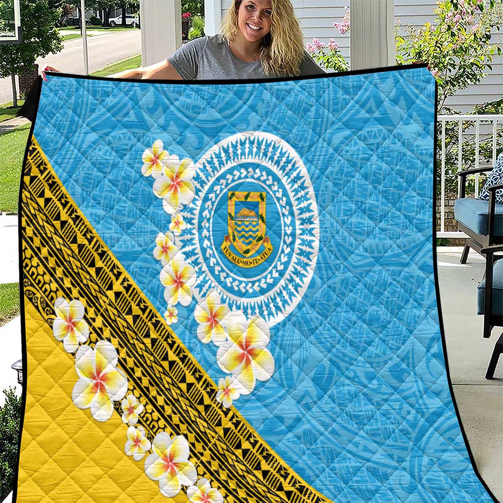 Tuvalu Plumeria Flowers Quilt Polynesian Tribal Pattern LT9 Blue - Polynesian Pride