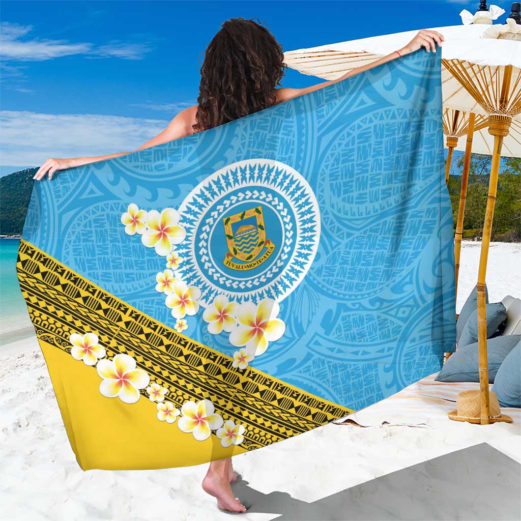 Tuvalu Plumeria Flowers Sarong Polynesian Tribal Pattern LT9 One Size 44 x 66 inches Blue - Polynesian Pride