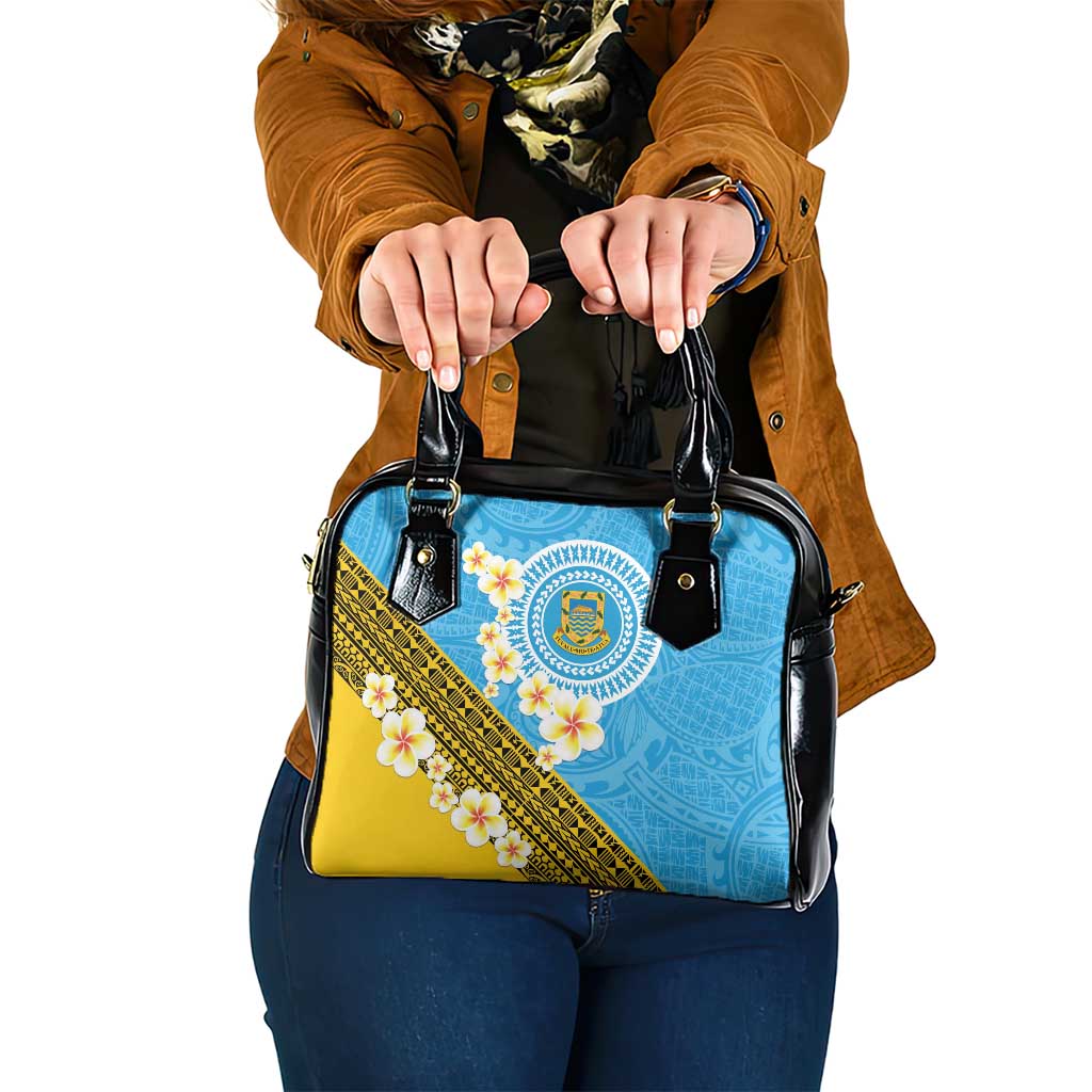 Tuvalu Plumeria Flowers Shoulder Handbag Polynesian Tribal Pattern LT9 One Size Blue - Polynesian Pride