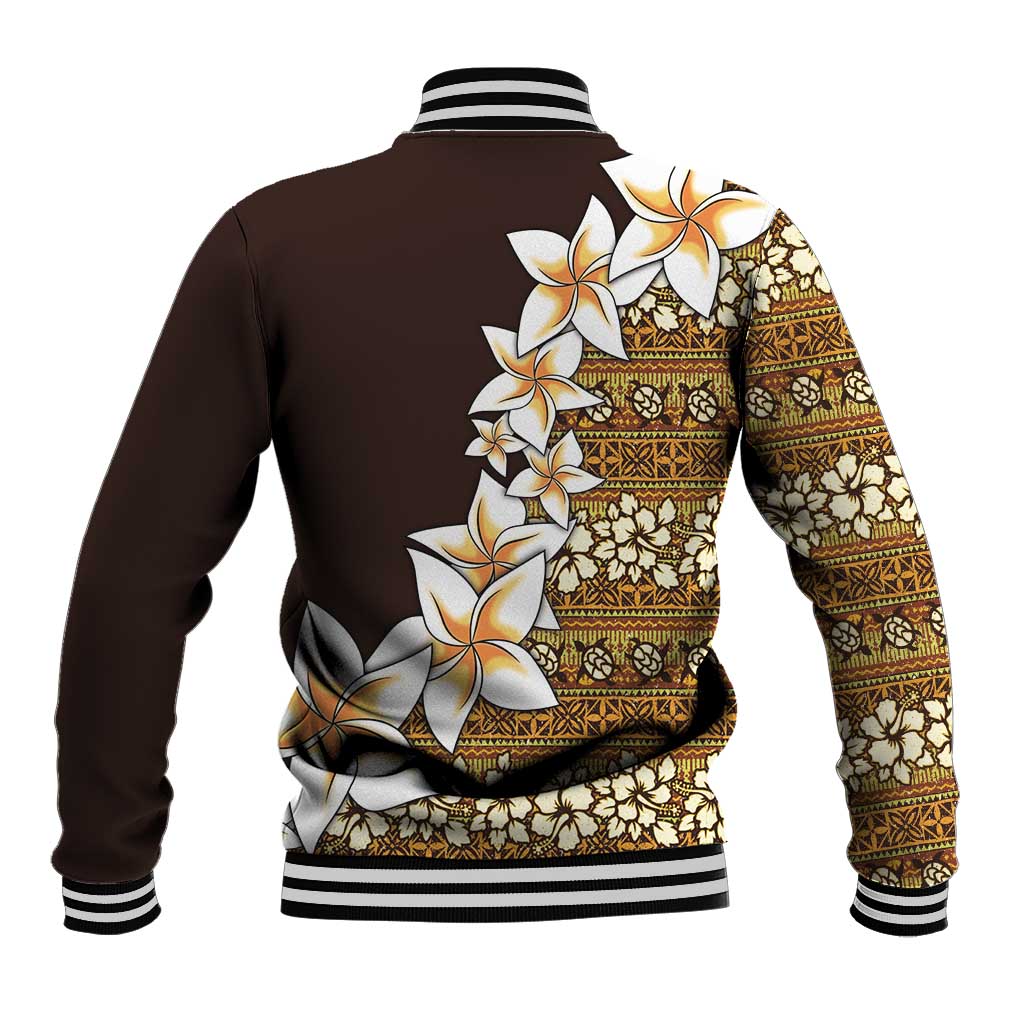 Vintage Hibiscus Turtle Pattern Baseball Jacket with Plumeria Half Style LT9 - Polynesian Pride