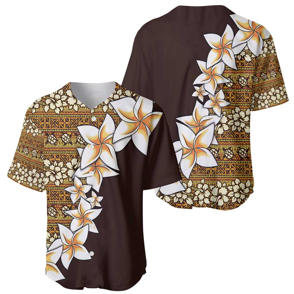 Vintage Hibiscus Turtle Pattern Baseball Jersey with Plumeria Half Style LT9 - Polynesian Pride