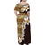 Vintage Hibiscus Turtle Pattern Family Matching Off Shoulder Maxi Dress and Hawaiian Shirt with Plumeria Half Style