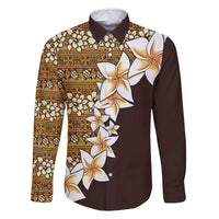 Vintage Hibiscus Turtle Pattern Family Matching Tank Maxi Dress and Hawaiian Shirt with Plumeria Half Style LT9 Dad's Shirt - Long Sleeve Gold - Polynesian Pride