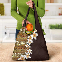 Vintage Hibiscus Turtle Pattern Grocery Bag with Plumeria Half Style