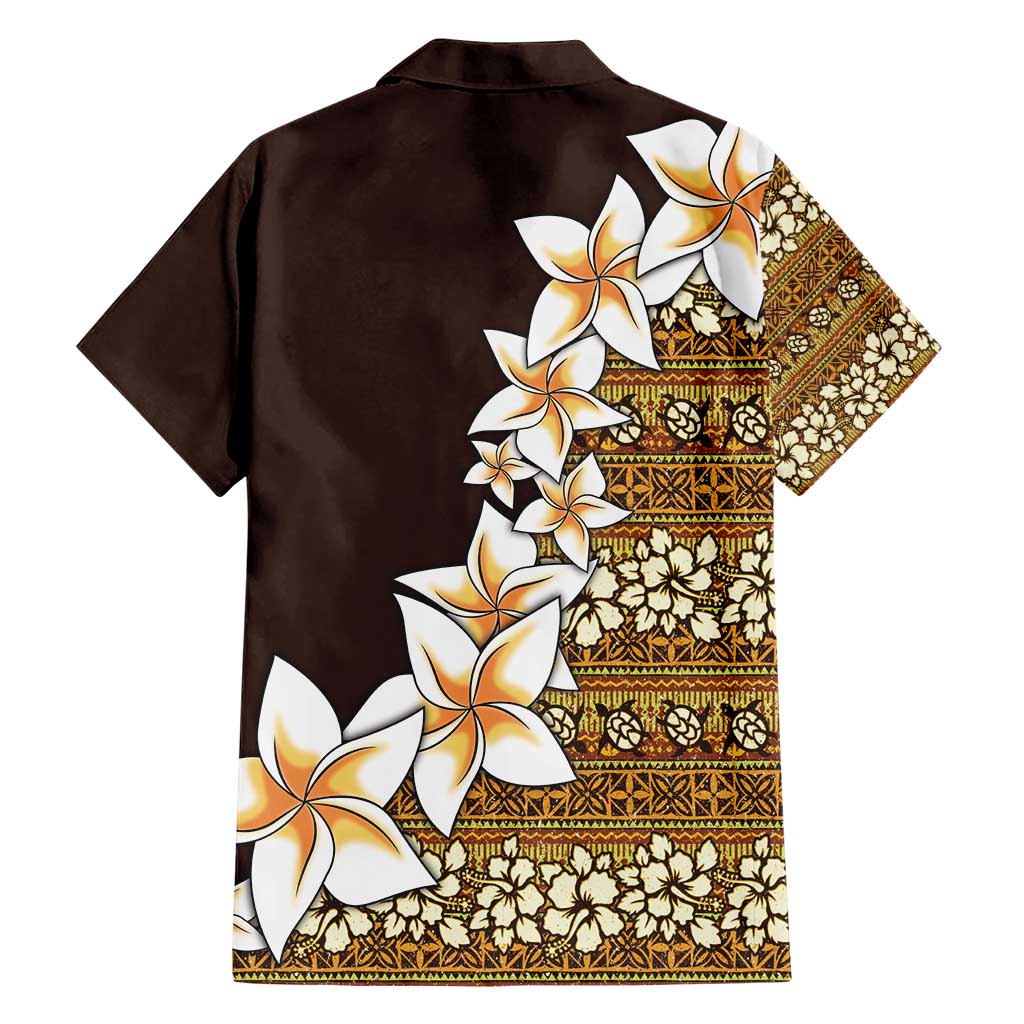 Vintage Hibiscus Turtle Pattern Hawaiian Shirt with Plumeria Half Style LT9 - Polynesian Pride