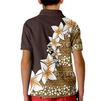 Vintage Hibiscus Turtle Pattern Kid Polo Shirt with Plumeria Half Style