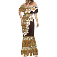 Vintage Hibiscus Turtle Pattern Mermaid Dress with Plumeria Half Style