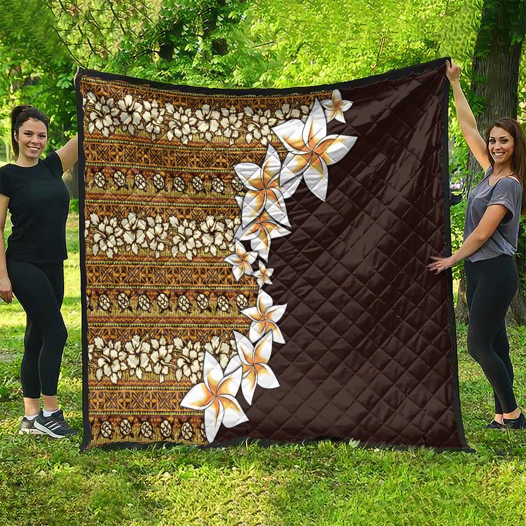 Vintage Hibiscus Turtle Pattern Quilt with Plumeria Half Style