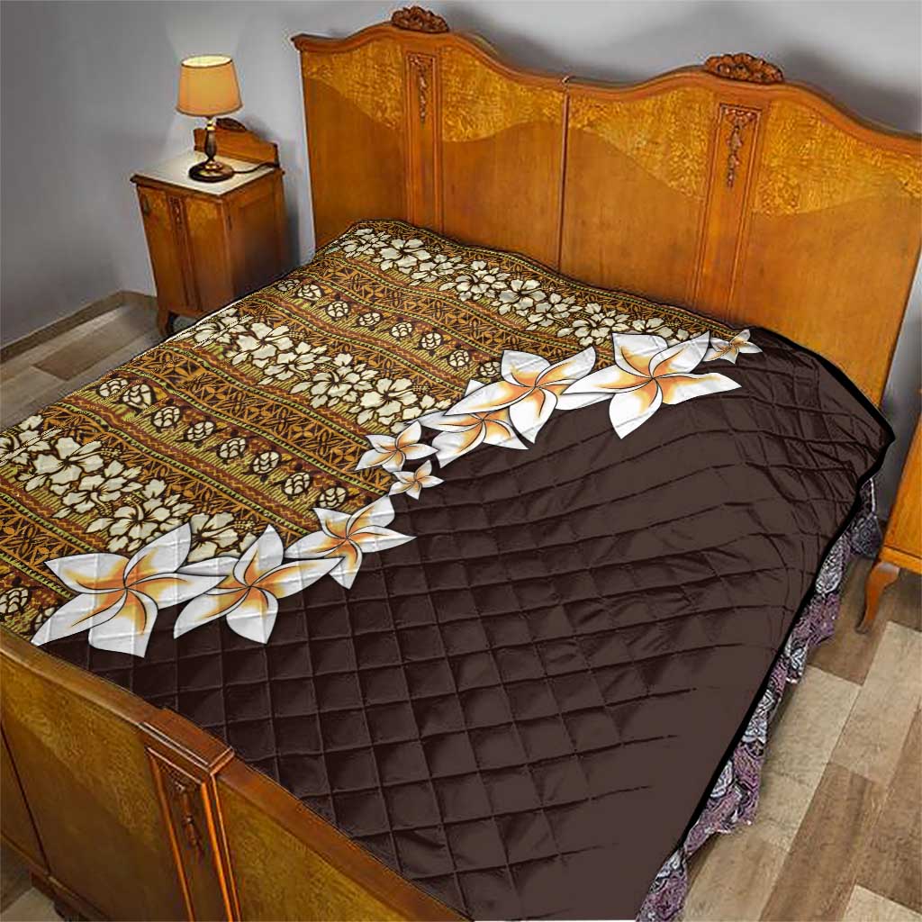 Vintage Hibiscus Turtle Pattern Quilt with Plumeria Half Style