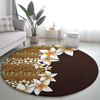 Vintage Hibiscus Turtle Pattern Round Carpet with Plumeria Half Style LT9 - Polynesian Pride