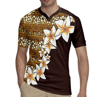 Vintage Hibiscus Turtle Pattern Rugby Jersey with Plumeria Half Style