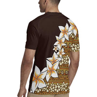 Vintage Hibiscus Turtle Pattern Rugby Jersey with Plumeria Half Style