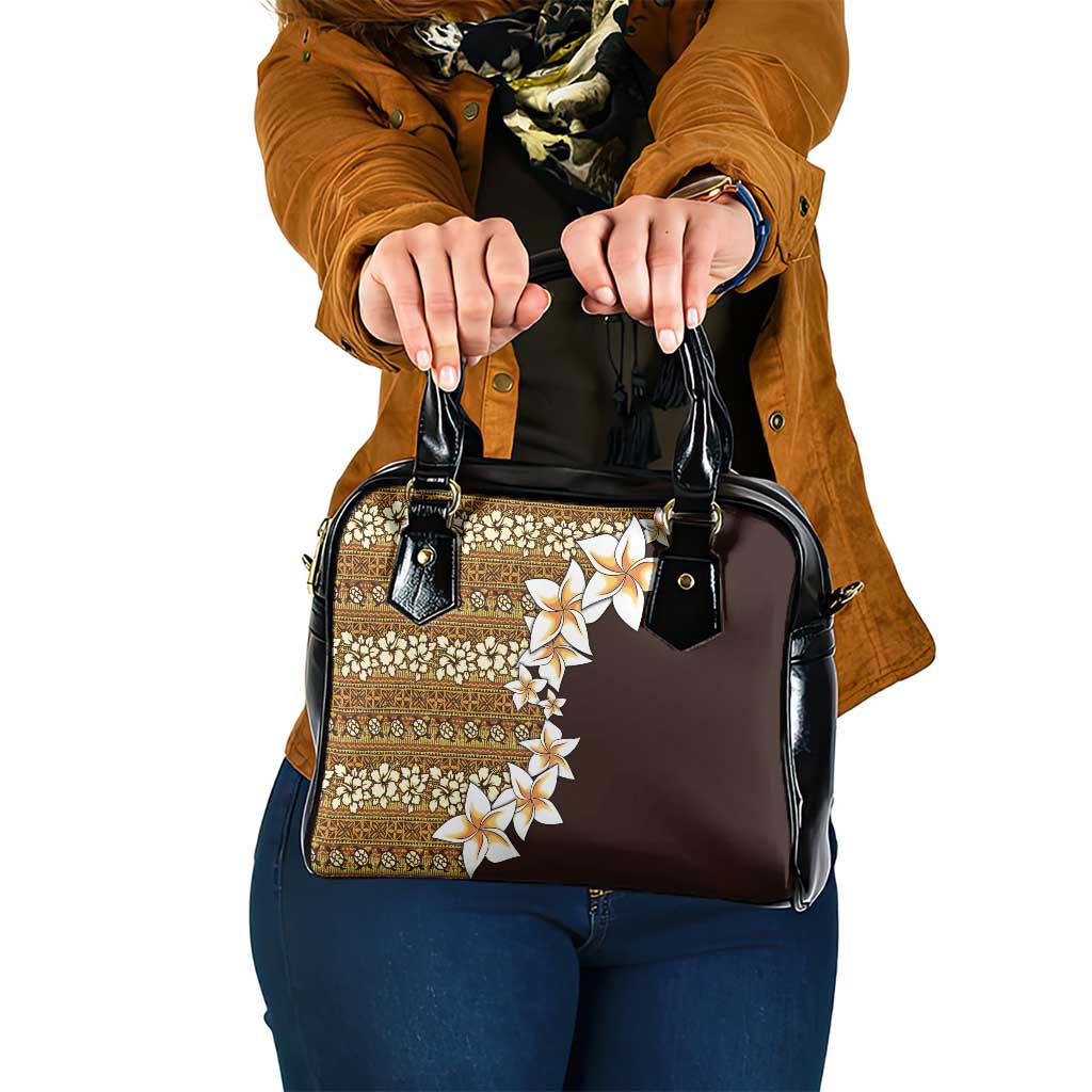 Vintage Hibiscus Turtle Pattern Shoulder Handbag with Plumeria Half Style LT9 One Size Gold - Polynesian Pride
