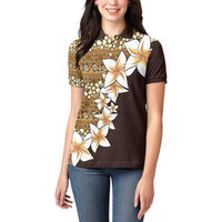 Vintage Hibiscus Turtle Pattern Women Polo Shirt with Plumeria Half Style