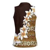 Vintage Hibiscus Turtle Pattern Women Sleeveless Polo Shirt with Plumeria Half Style
