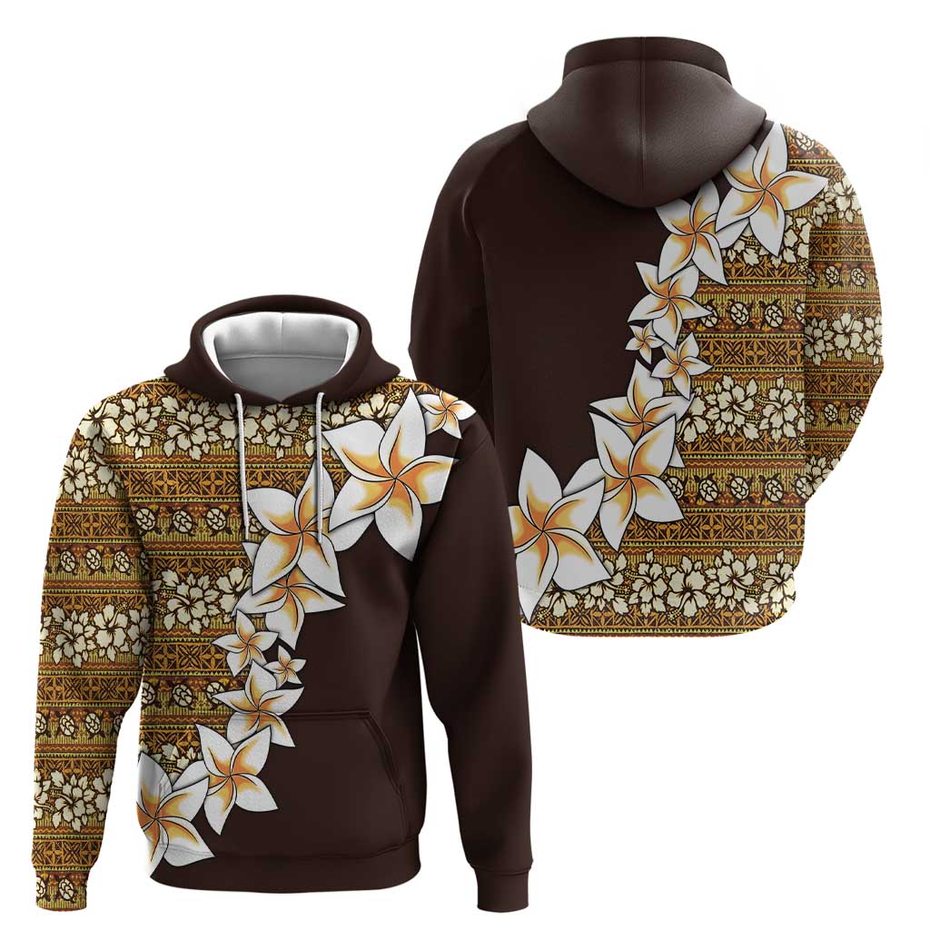 Vintage Hibiscus Turtle Pattern Zip Hoodie with Plumeria Half Style LT9 - Polynesian Pride