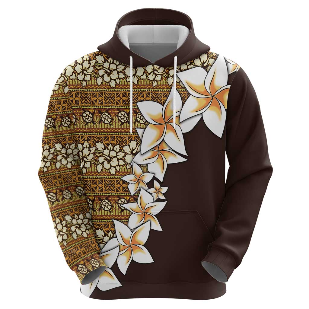 Vintage Hibiscus Turtle Pattern Zip Hoodie with Plumeria Half Style LT9 - Polynesian Pride