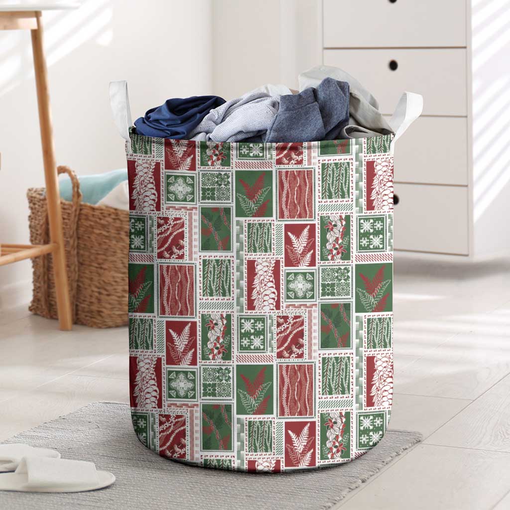 Mele Kalikimaka Hawaiian Quilt and Lei Patchwork Laundry Basket LT9 Red - Polynesian Pride