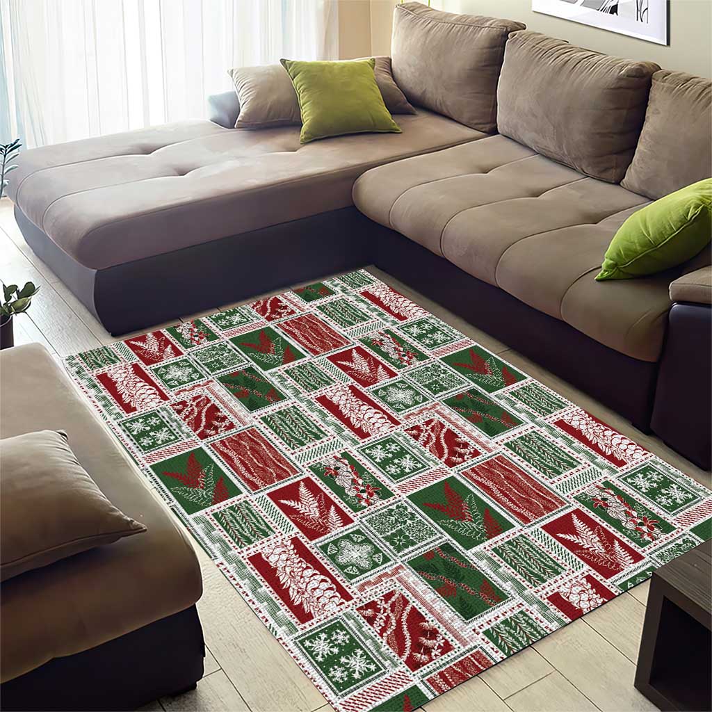 Mele Kalikimaka Hawaiian Quilt and Lei Patchwork Area Rug - Polynesian Pride