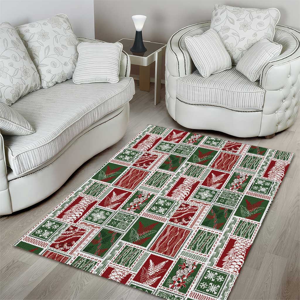 Mele Kalikimaka Hawaiian Quilt and Lei Patchwork Area Rug - Polynesian Pride