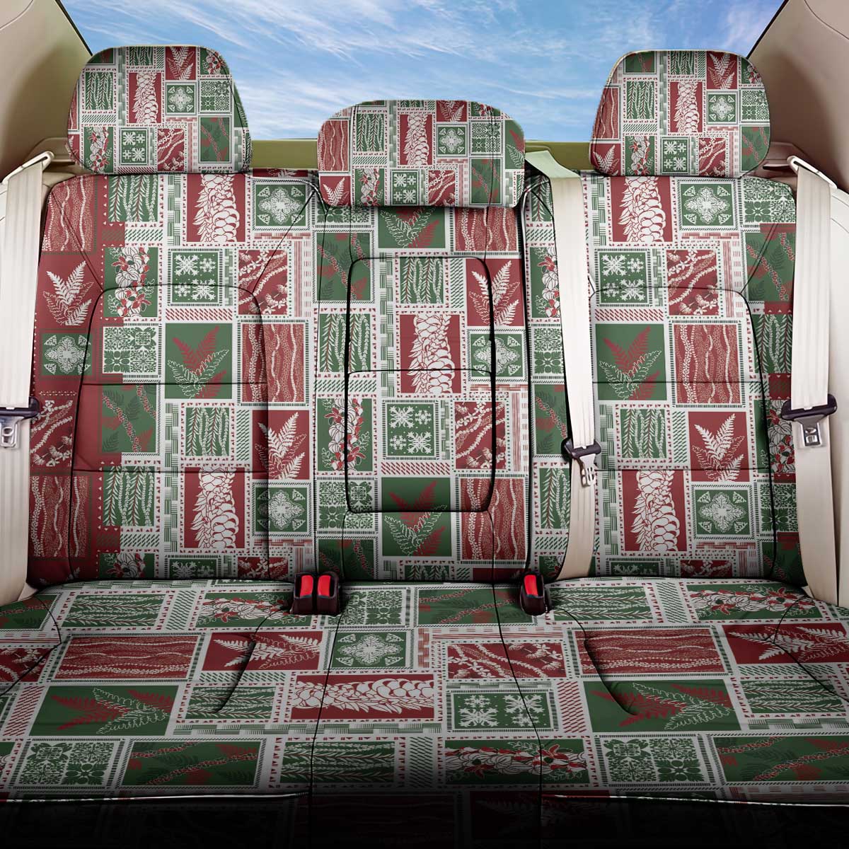 Mele Kalikimaka Hawaiian Quilt and Lei Patchwork Back Car Seat Cover - Polynesian Pride