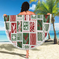 Mele Kalikimaka Hawaiian Quilt and Lei Patchwork Beach Blanket - Polynesian Pride