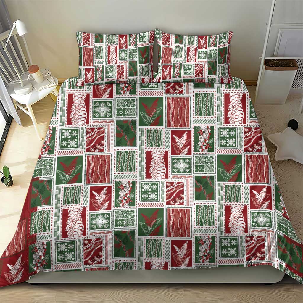 Mele Kalikimaka Hawaiian Quilt and Lei Patchwork Bedding Set - Polynesian Pride
