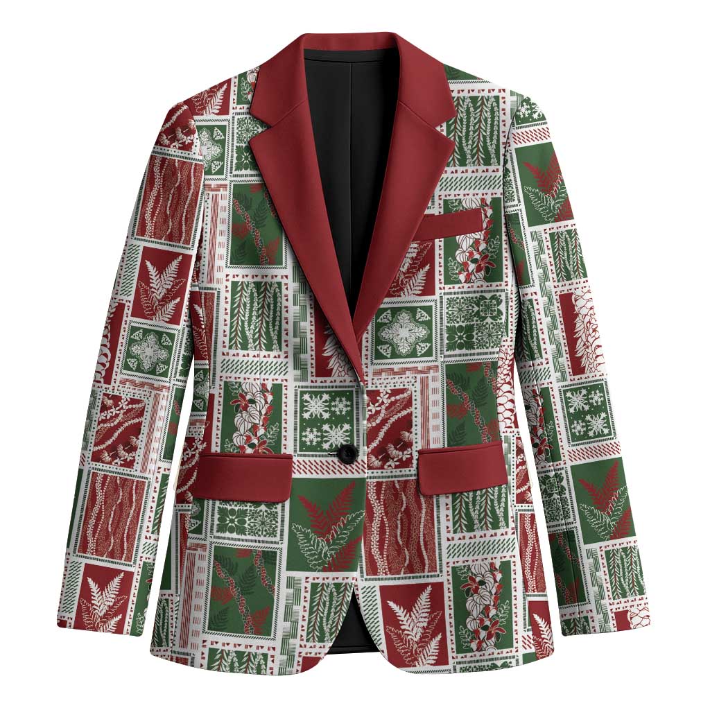 Mele Kalikimaka Hawaiian Quilt and Lei Patchwork Blazer - Polynesian Pride