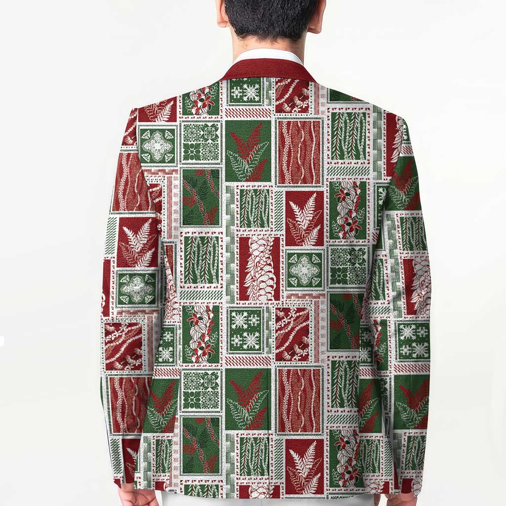 Mele Kalikimaka Hawaiian Quilt and Lei Patchwork Blazer - Polynesian Pride