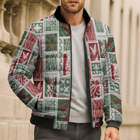 Mele Kalikimaka Hawaiian Quilt and Lei Patchwork Bomber Puffer Jacket - Polynesian Pride