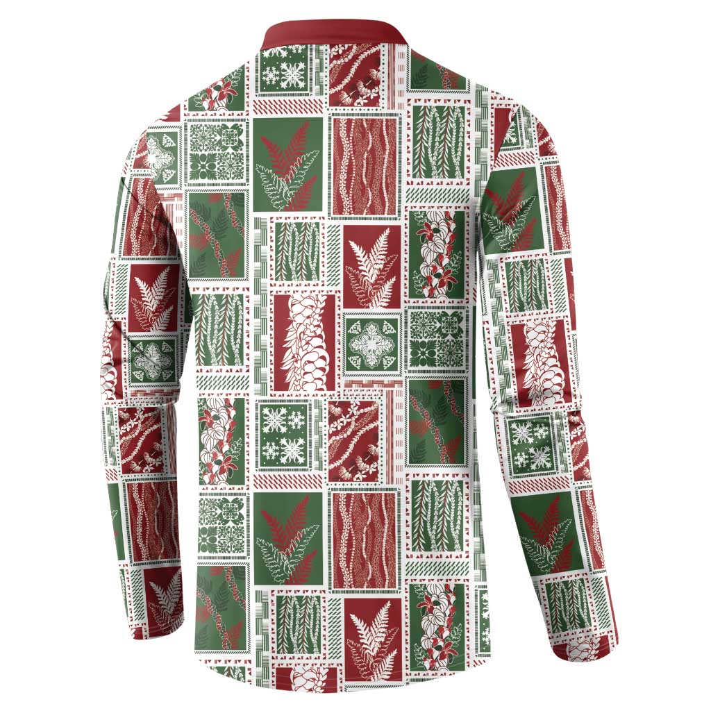 Mele Kalikimaka Hawaiian Quilt and Lei Patchwork Button Sweatshirt - Polynesian Pride