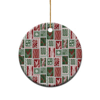 Mele Kalikimaka Hawaiian Quilt and Lei Patchwork Ceramic Ornament - Polynesian Pride