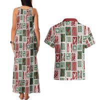 Mele Kalikimaka Hawaiian Quilt and Lei Patchwork Couples Matching Tank Maxi Dress and Hawaiian Shirt - Polynesian Pride