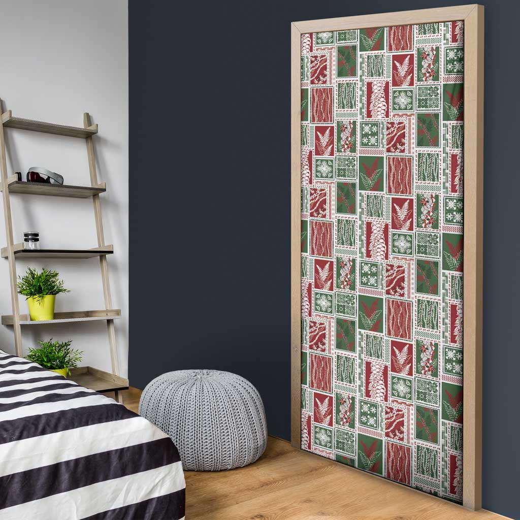 Mele Kalikimaka Hawaiian Quilt and Lei Patchwork Door Cover - Polynesian Pride