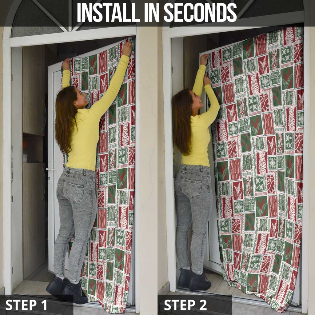 Mele Kalikimaka Hawaiian Quilt and Lei Patchwork Door Cover - Polynesian Pride