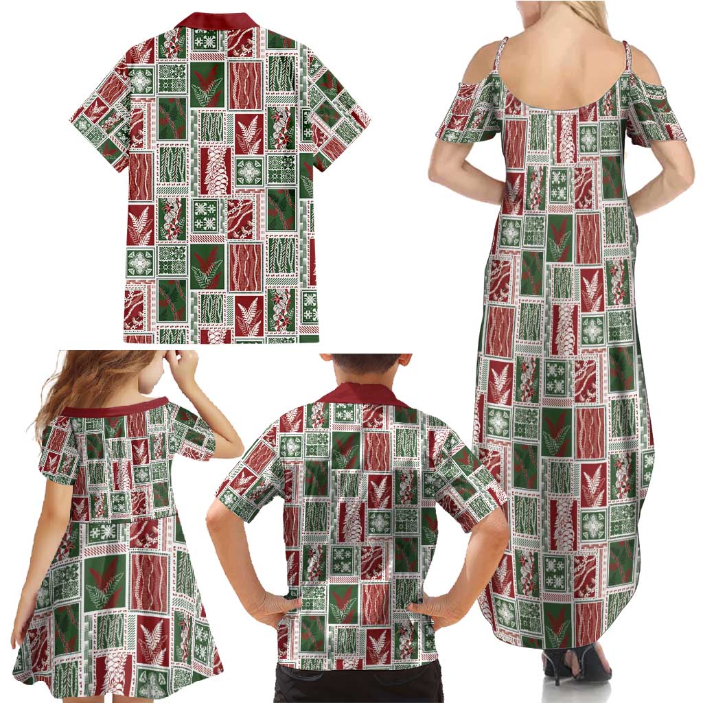 Mele Kalikimaka Hawaiian Quilt and Lei Patchwork Family Matching Summer Maxi Dress and Hawaiian Shirt - Polynesian Pride