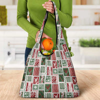 Mele Kalikimaka Hawaiian Quilt and Lei Patchwork Grocery Bag - Polynesian Pride