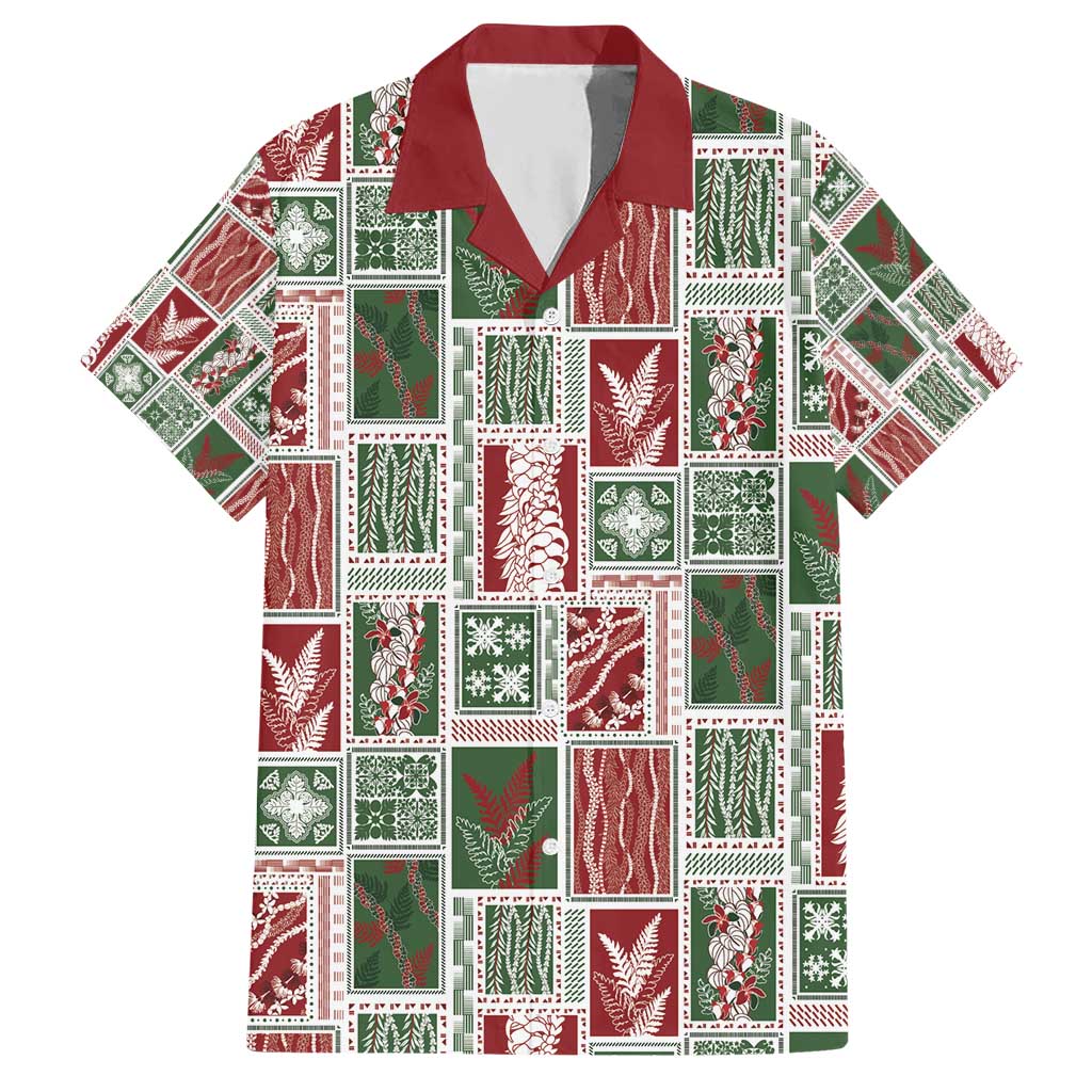 Mele Kalikimaka Hawaiian Quilt and Lei Patchwork Hawaiian Shirt - Polynesian Pride