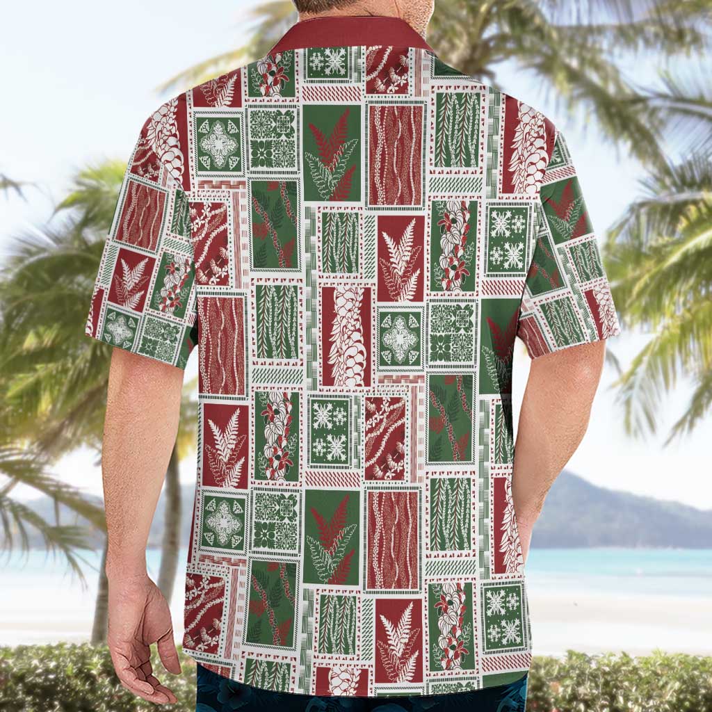 Mele Kalikimaka Hawaiian Quilt and Lei Patchwork Hawaiian Shirt - Polynesian Pride