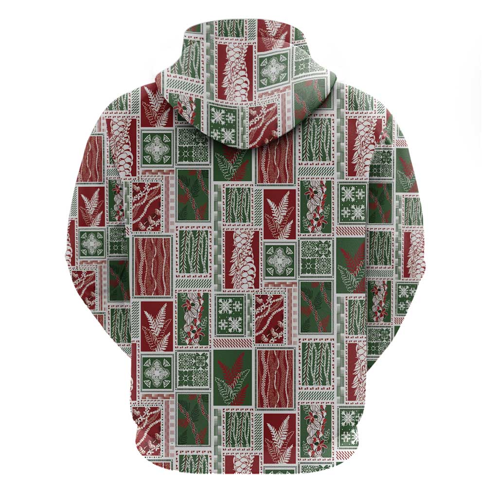 Mele Kalikimaka Hawaiian Quilt and Lei Patchwork Hoodie - Polynesian Pride