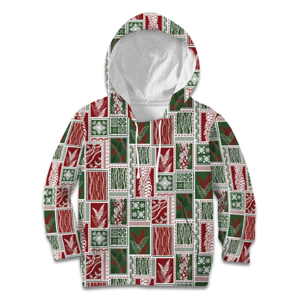 Mele Kalikimaka Hawaiian Quilt and Lei Patchwork Kid Hoodie LT9 Hoodie Red - Polynesian Pride