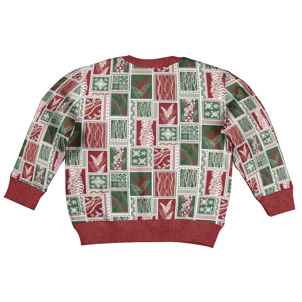 Mele Kalikimaka Hawaiian Quilt and Lei Patchwork Kid Ugly Christmas Sweater - Polynesian Pride