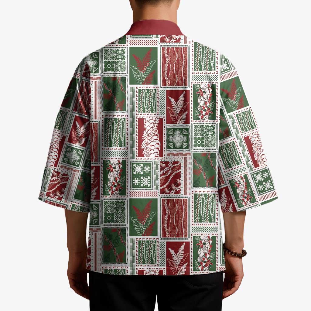 Mele Kalikimaka Hawaiian Quilt and Lei Patchwork Kimono - Polynesian Pride