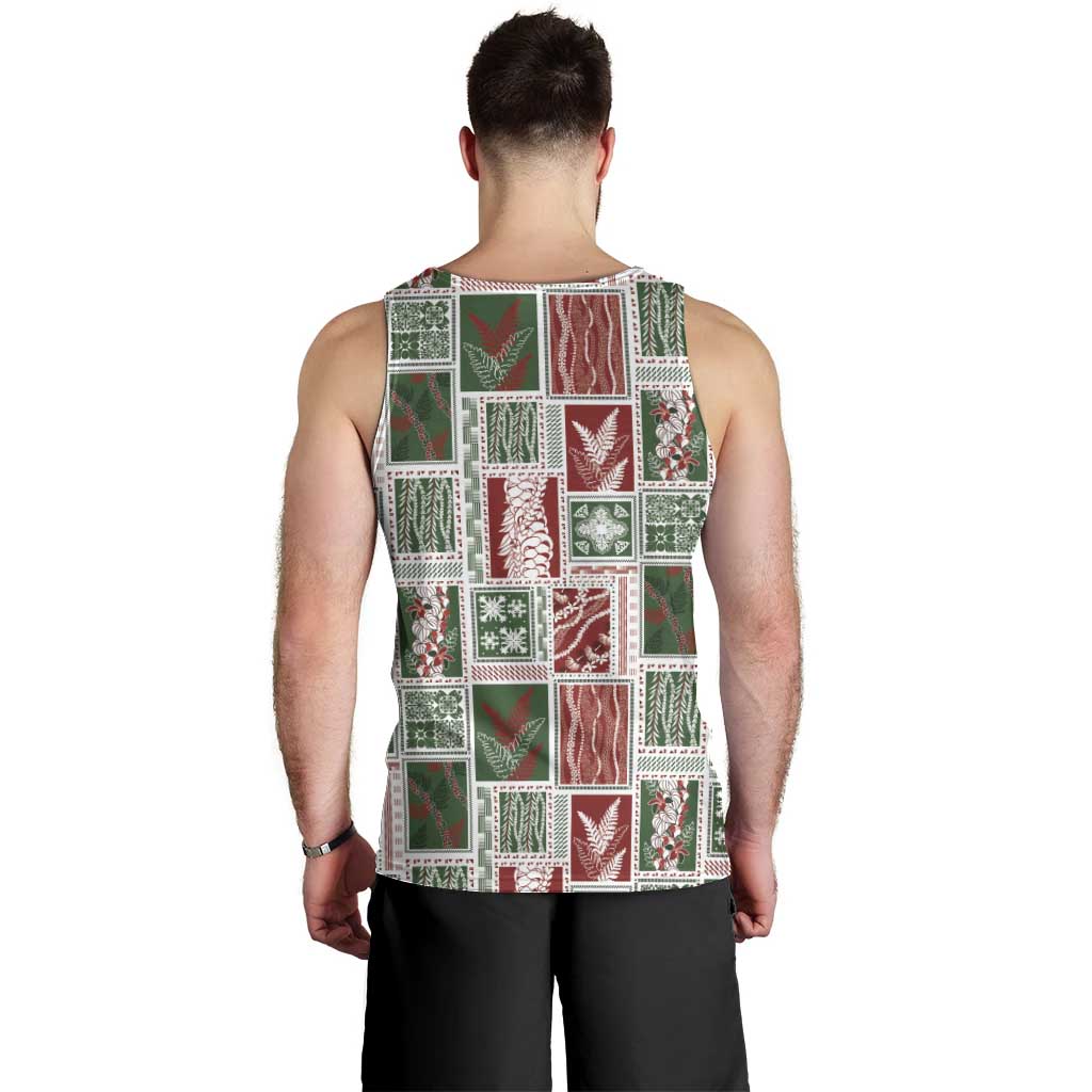 Mele Kalikimaka Hawaiian Quilt and Lei Patchwork Men Tank Top LT9 - Polynesian Pride