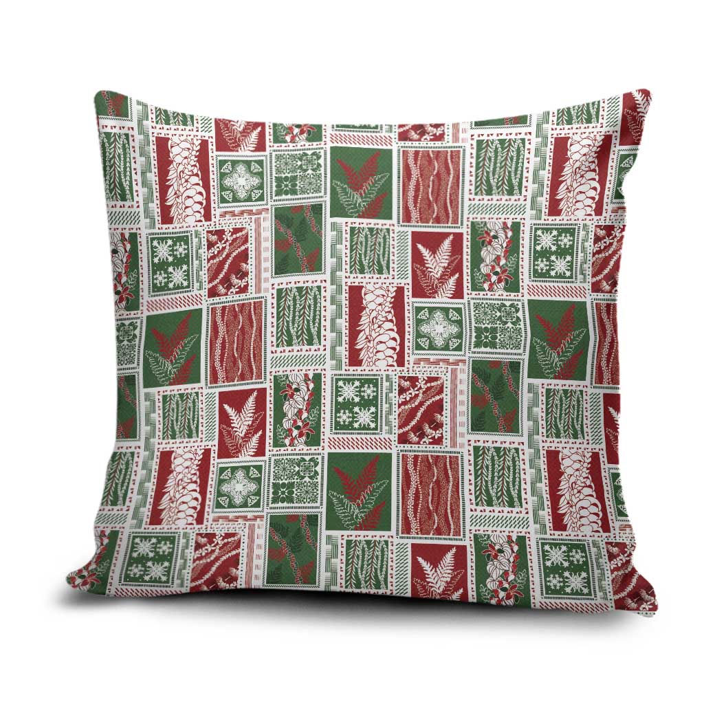 Mele Kalikimaka Hawaiian Quilt and Lei Patchwork Pillow Cover - Polynesian Pride