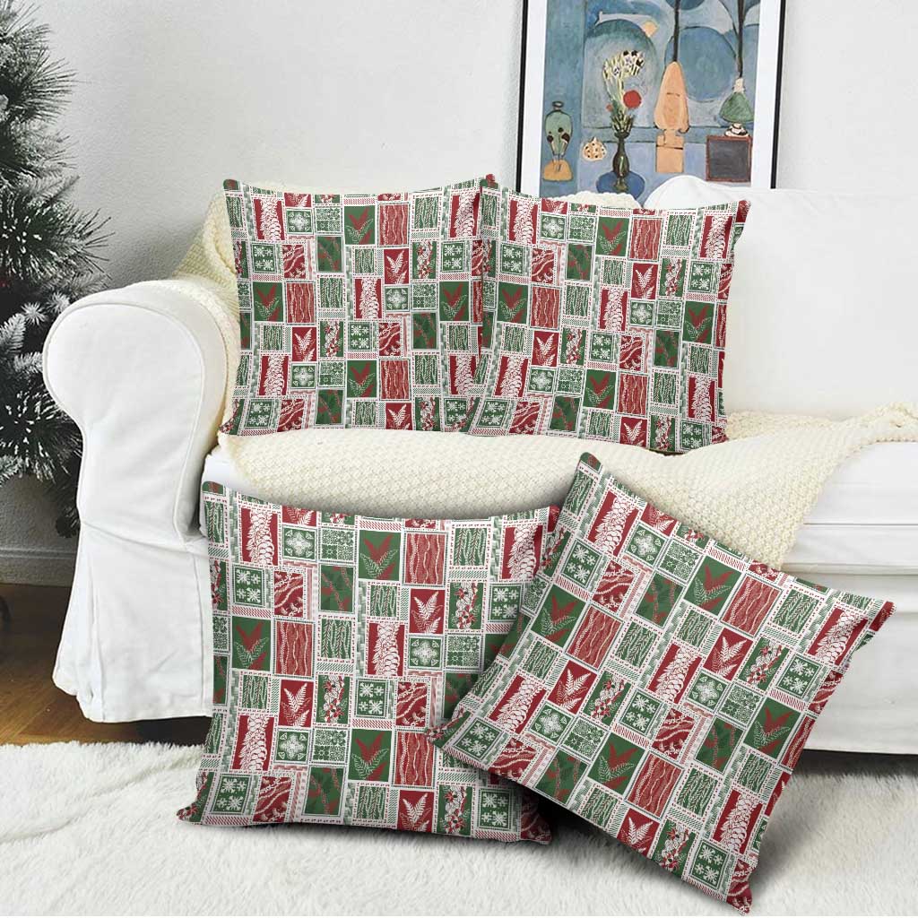 Mele Kalikimaka Hawaiian Quilt and Lei Patchwork Pillow Cover - Polynesian Pride